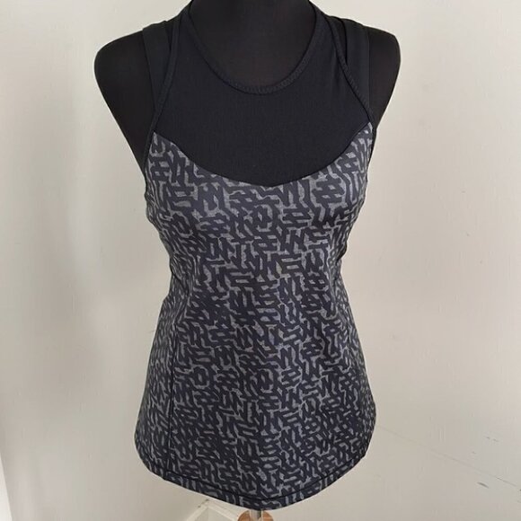 LULULEMON Running In The City Tank sz 6 tank top yoga active wear net pop black - Picture 2 of 6
